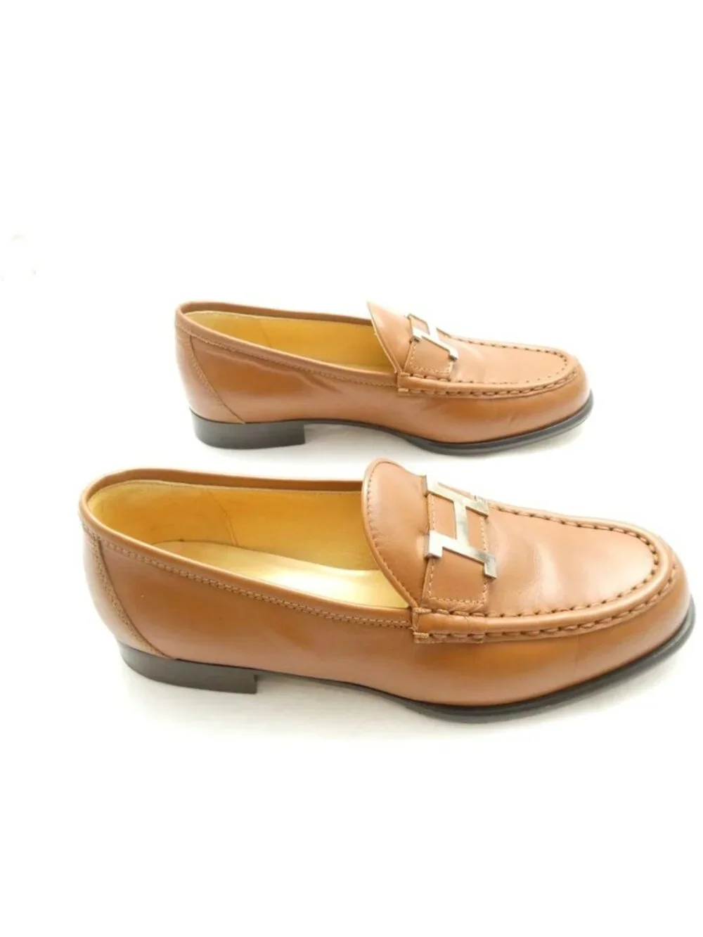 Hermes Constance Loafers 35.5 Leather Shoes Camel